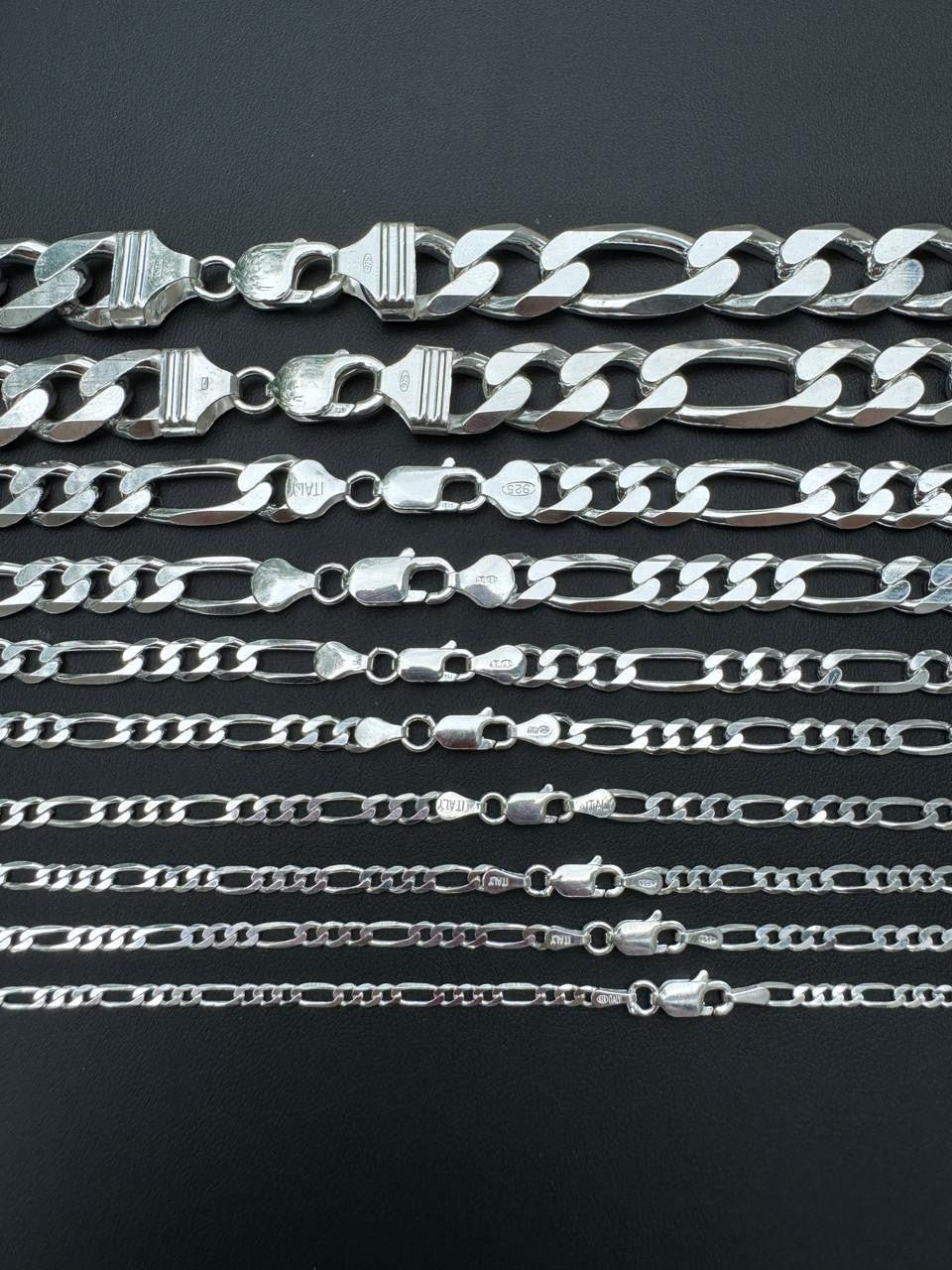 Figaro Link Chain Necklace Or Bracelet - 925 Sterling Silver - 6"-30" - 2.5mm-15mm