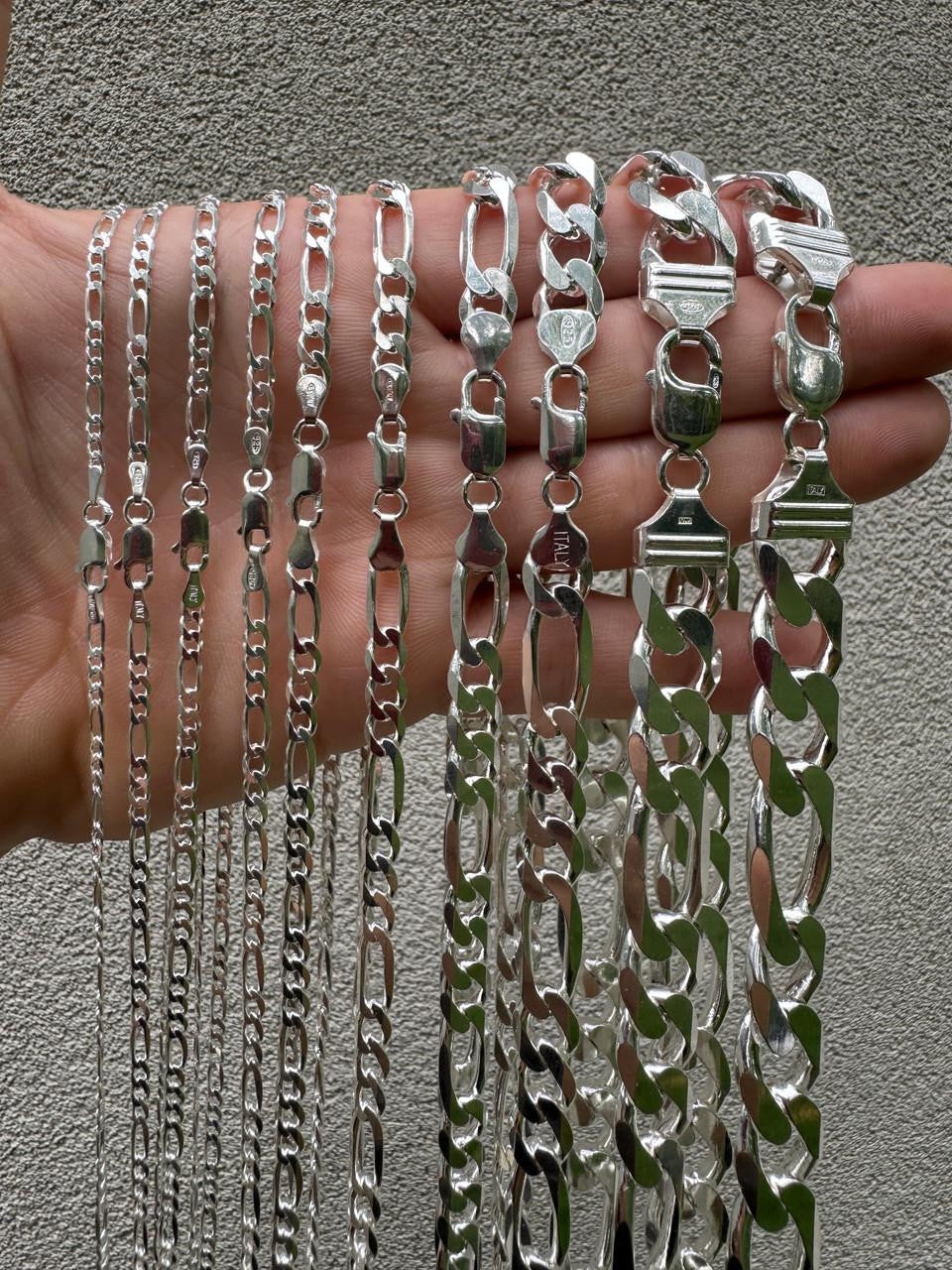 Figaro Link Chain Necklace Or Bracelet - 925 Sterling Silver - 6"-30" - 2.5mm-15mm