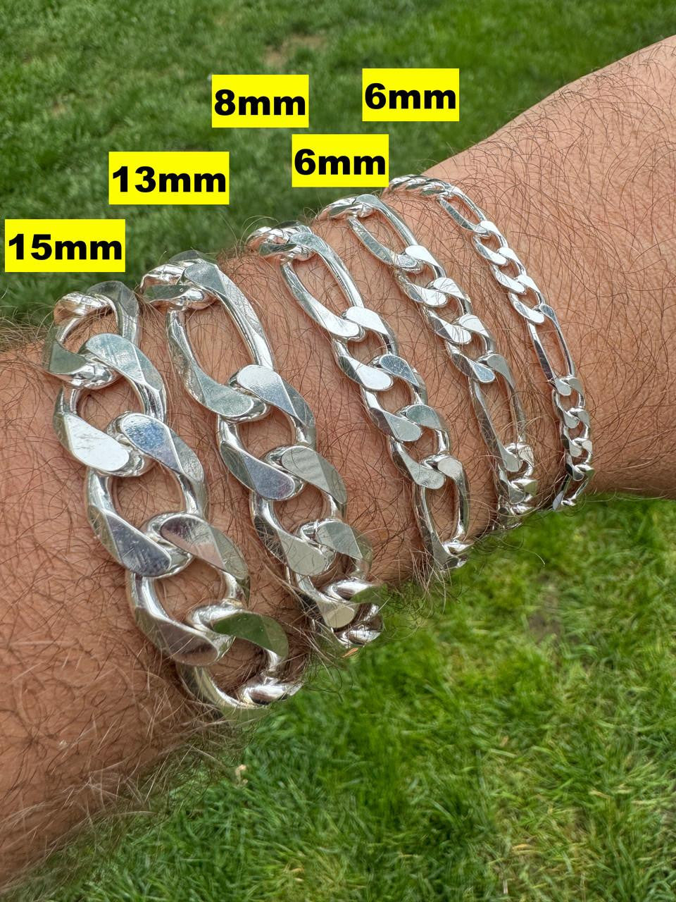 Figaro Link Chain Necklace Or Bracelet - 925 Sterling Silver - 6"-30" - 2.5mm-15mm
