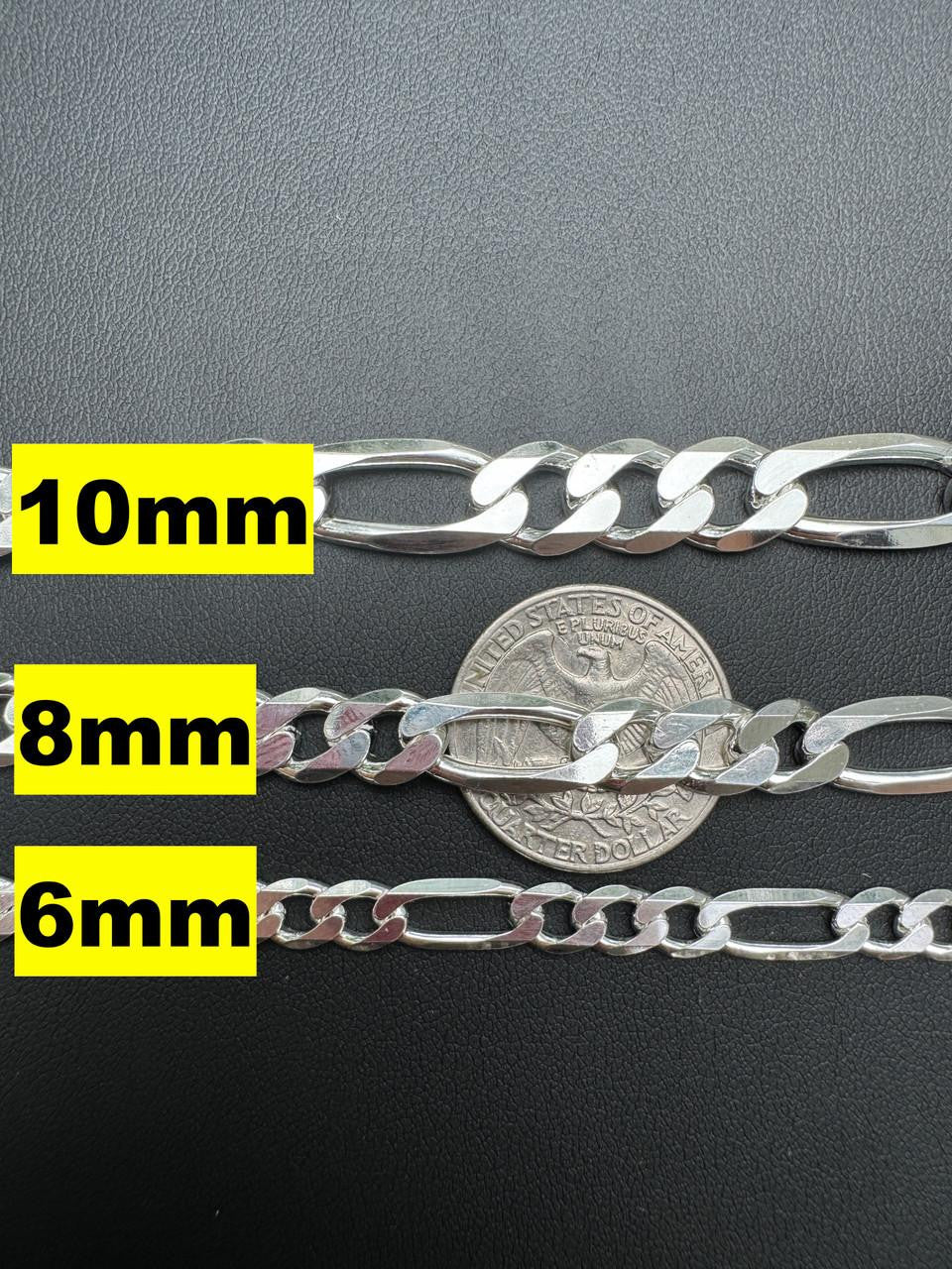 Figaro Link Chain Necklace Or Bracelet - 925 Sterling Silver - 6"-30" - 2.5mm-15mm