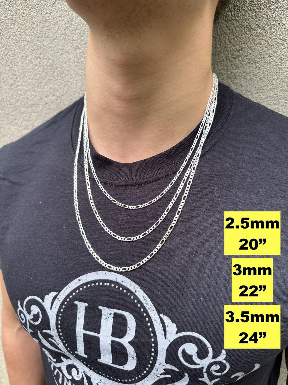 Figaro Link Chain Necklace Or Bracelet - 925 Sterling Silver - 6"-30" - 2.5mm-15mm