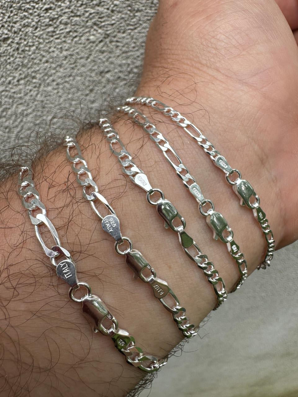 Figaro Link Chain Necklace Or Bracelet - 925 Sterling Silver - 6"-30" - 2.5mm-15mm