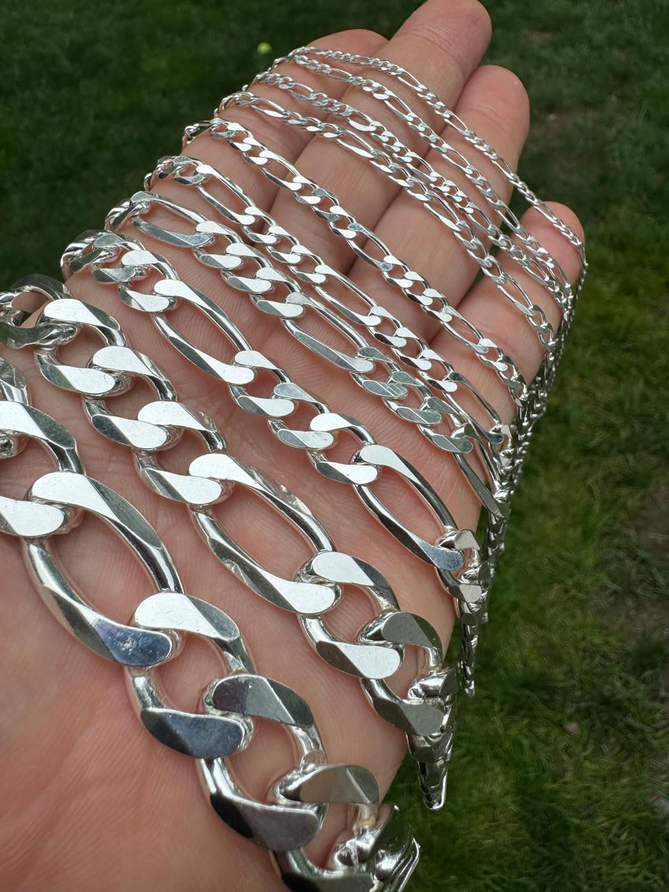 Figaro Link Chain Necklace Or Bracelet - 925 Sterling Silver - 6"-30" - 2.5mm-15mm