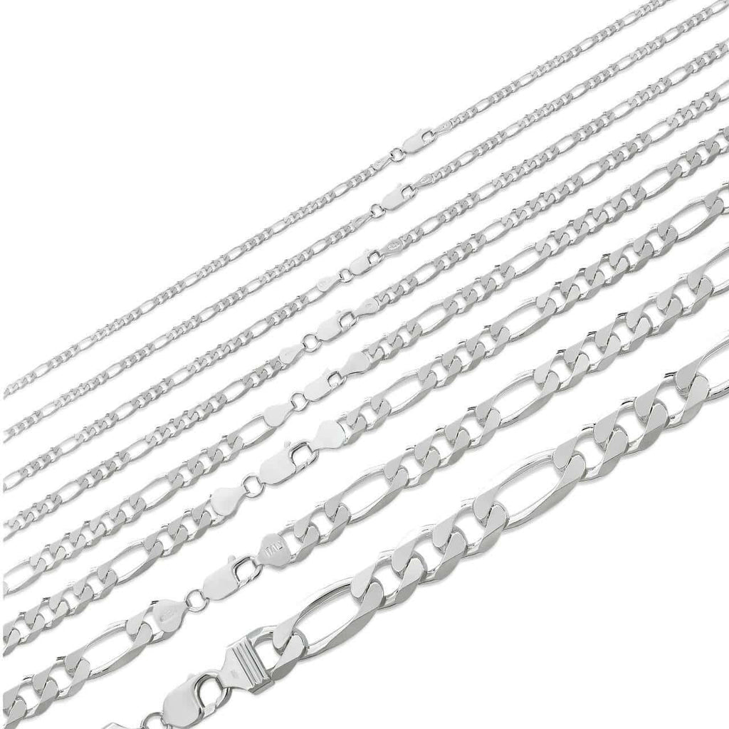 Figaro Link Chain Necklace Or Bracelet - 925 Sterling Silver - 6"-30" - 2.5mm-15mm