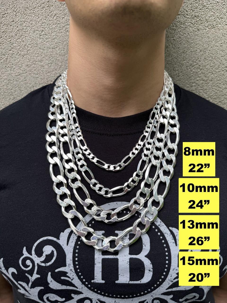 Figaro Link Chain Necklace Or Bracelet - 925 Sterling Silver - 6"-30" - 2.5mm-15mm