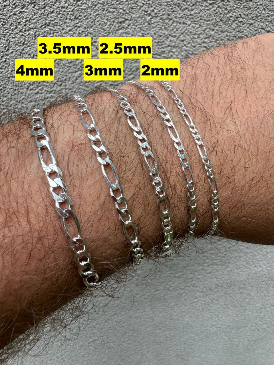 Figaro Link Chain Necklace Or Bracelet - 925 Sterling Silver - 6"-30" - 2.5mm-15mm