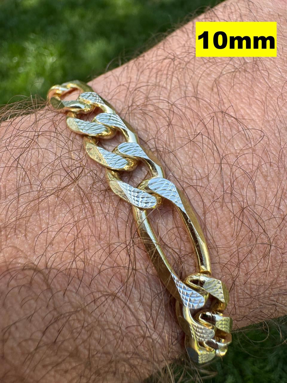 Figaro Link Chain Necklace Or Bracelet - Diamond Cut 14k Gold Vermeil 925 Sterling Silver - 6"-30" - 2.5mm-10mm