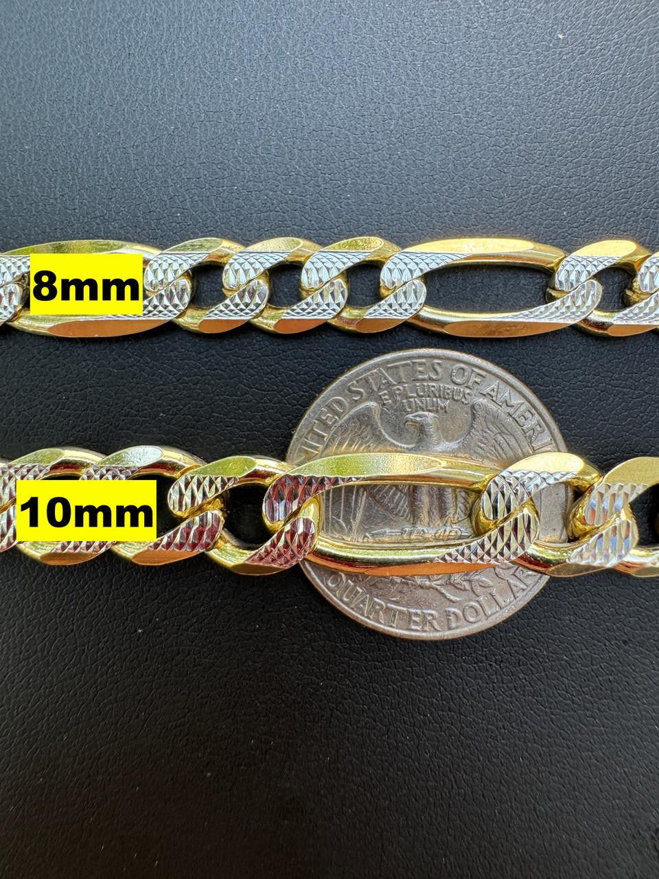 Figaro Link Chain Necklace Or Bracelet - Diamond Cut 14k Gold Vermeil 925 Sterling Silver - 6"-30" - 2.5mm-10mm
