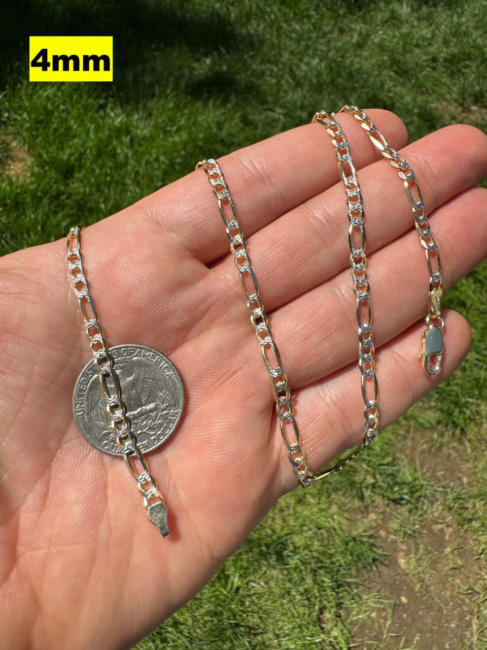 Figaro Link Chain Necklace Or Bracelet - Diamond Cut 14k Gold Vermeil 925 Sterling Silver - 6"-30" - 2.5mm-10mm