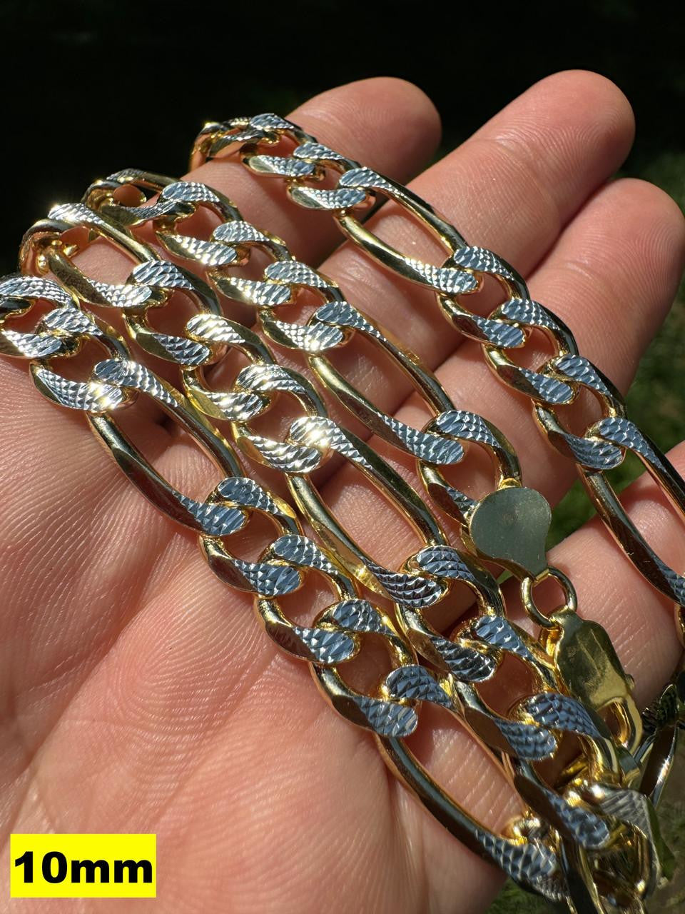 Figaro Link Chain Necklace Or Bracelet - Diamond Cut 14k Gold Vermeil 925 Sterling Silver - 6"-30" - 2.5mm-10mm