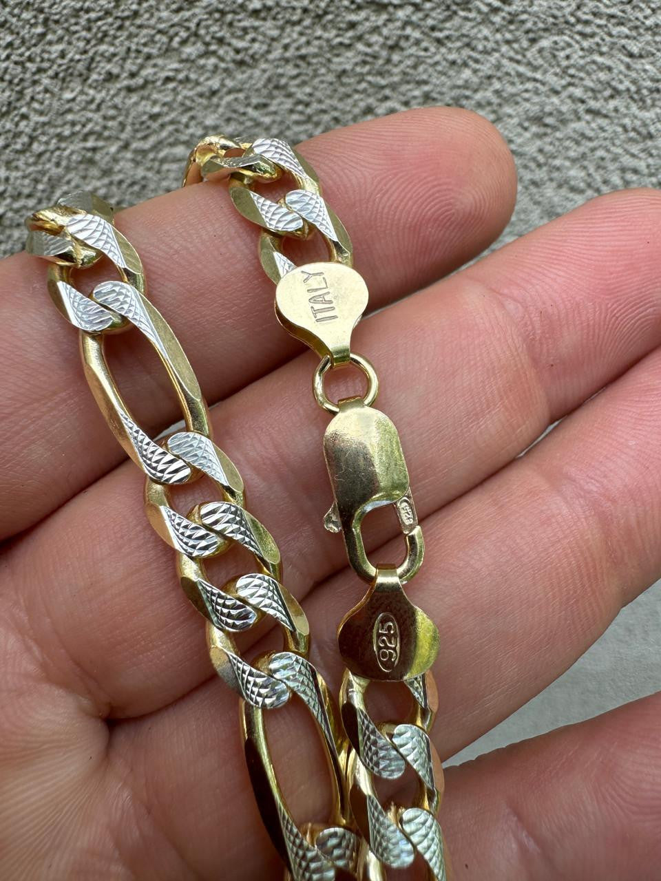 Figaro Link Chain Necklace Or Bracelet - Diamond Cut 14k Gold Vermeil 925 Sterling Silver - 6"-30" - 2.5mm-10mm