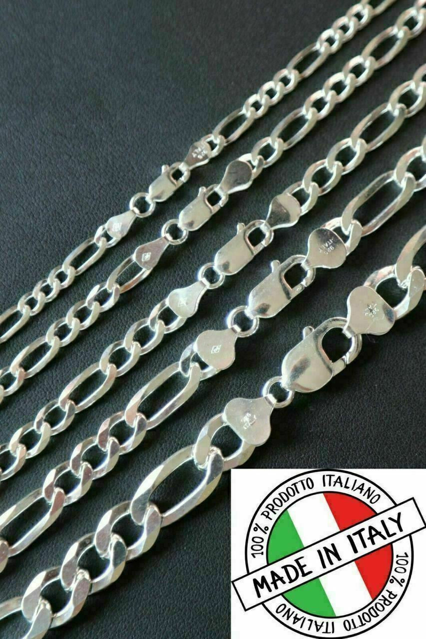 Figaro Link Chain Necklace Or Bracelet - 925 Sterling Silver - 6"-30" - 2.5mm-15mm