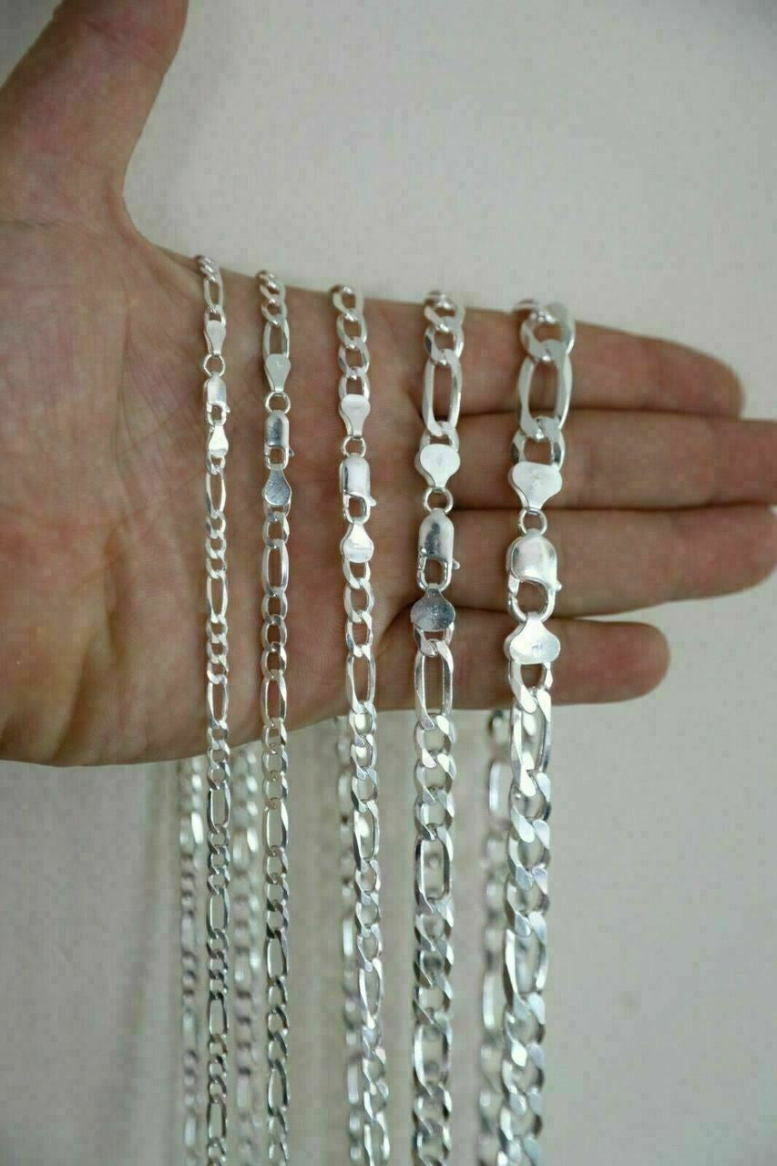 Figaro Link Chain Necklace Or Bracelet - 925 Sterling Silver - 6"-30" - 2.5mm-15mm