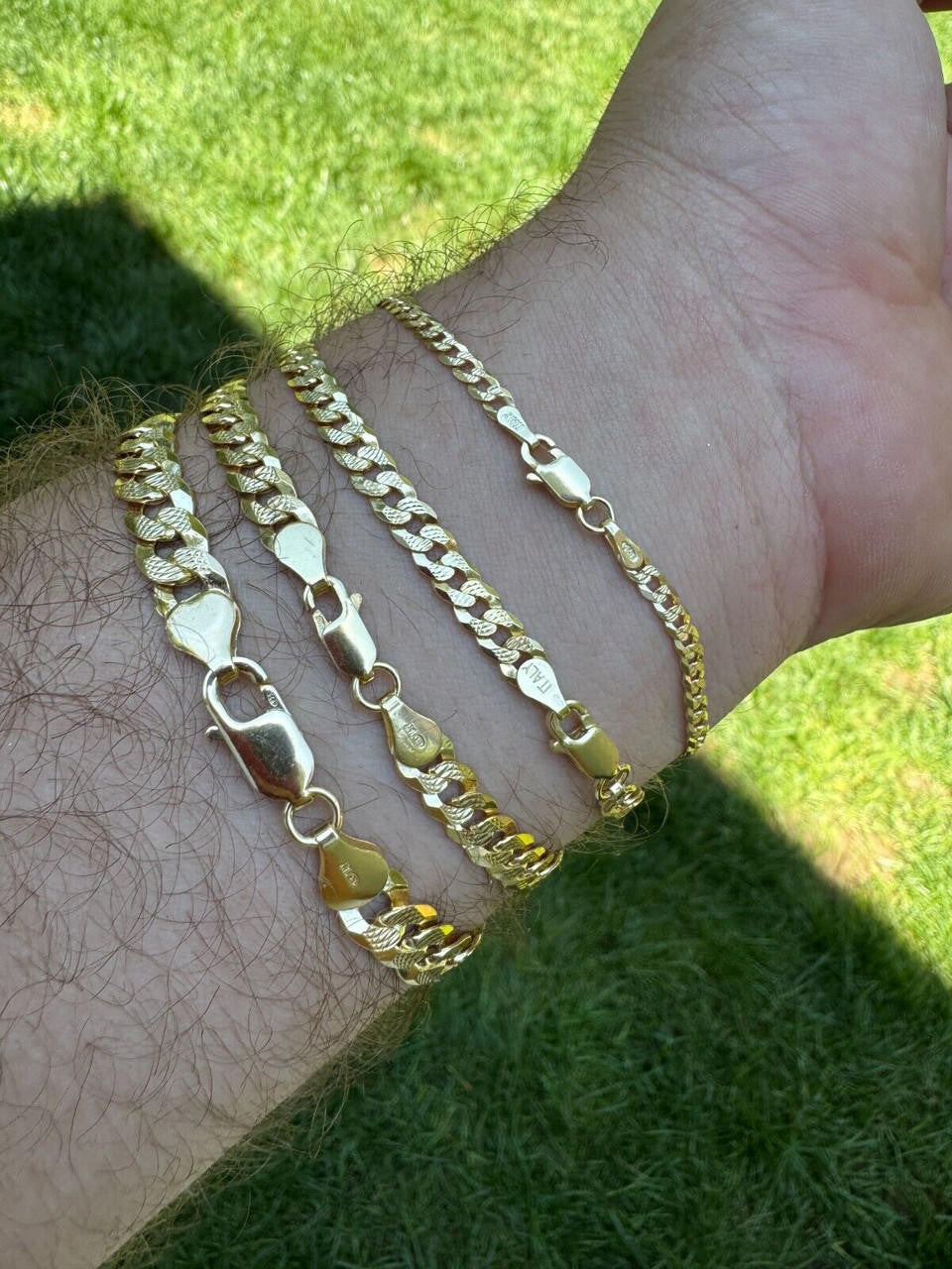 Flat Curb Cuban Bracelet - Diamond Cut 14k Gold Vermeil 925 Sterling Silver - 6"-9" - 4mm-8mm