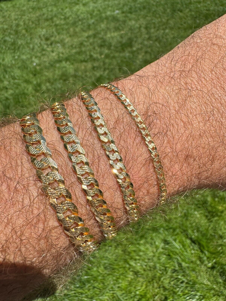Flat Curb Cuban Bracelet - Diamond Cut 14k Gold Vermeil 925 Sterling Silver - 6"-9" - 4mm-8mm