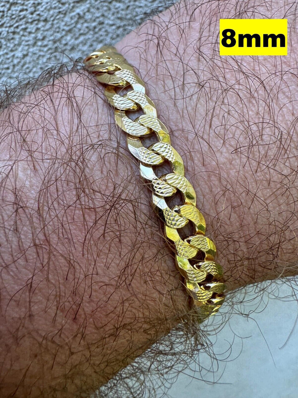 Flat Curb Cuban Bracelet - Diamond Cut 14k Gold Vermeil 925 Sterling Silver - 6"-9" - 4mm-8mm