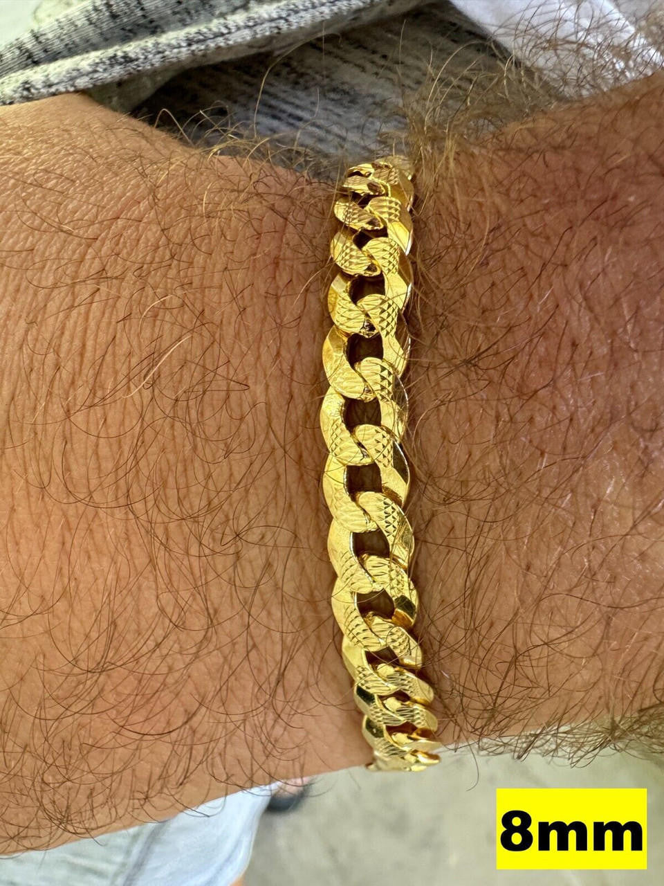 Flat Curb Cuban Bracelet - Diamond Cut 14k Gold Vermeil 925 Sterling Silver - 6"-9" - 4mm-8mm