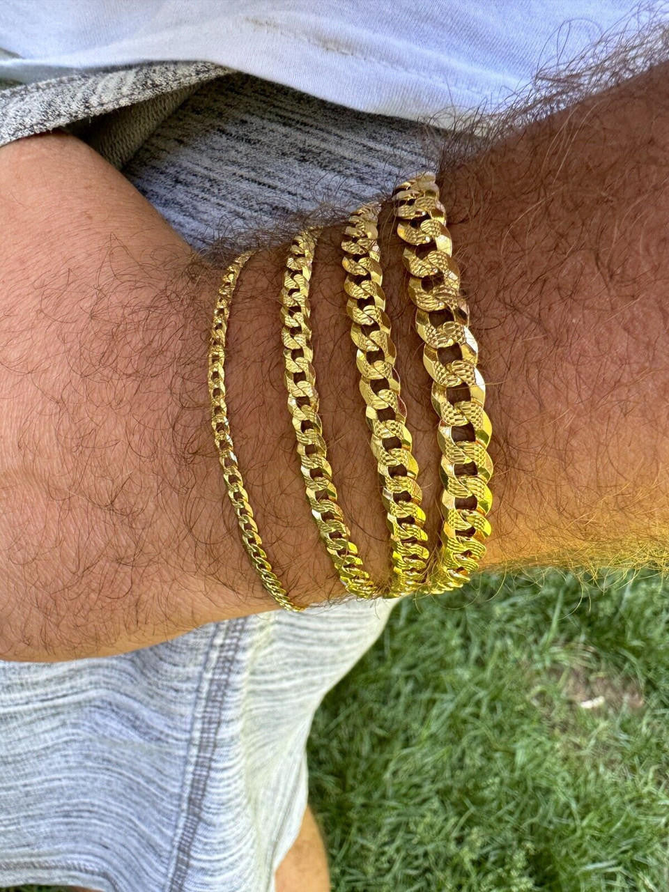 Flat Curb Cuban Bracelet - Diamond Cut 14k Gold Vermeil 925 Sterling Silver - 6"-9" - 4mm-8mm