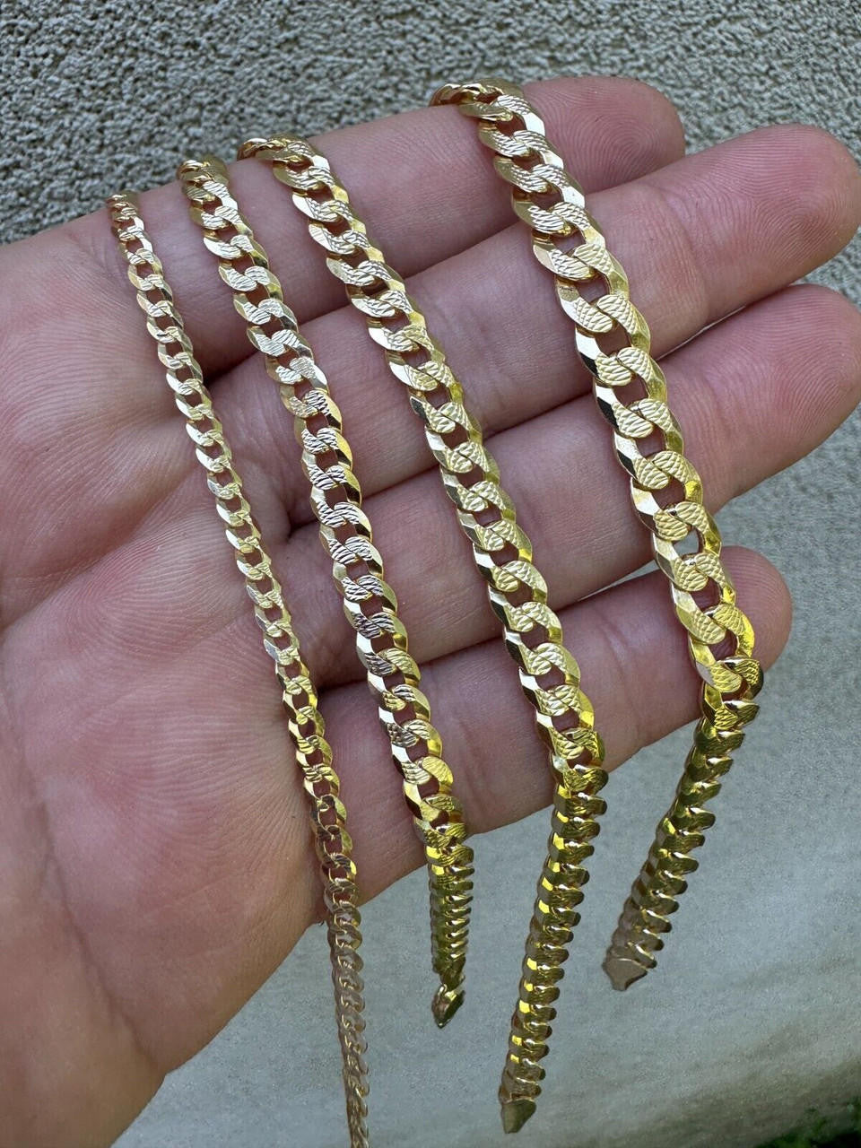 Flat Curb Cuban Bracelet - Diamond Cut 14k Gold Vermeil 925 Sterling Silver - 6"-9" - 4mm-8mm