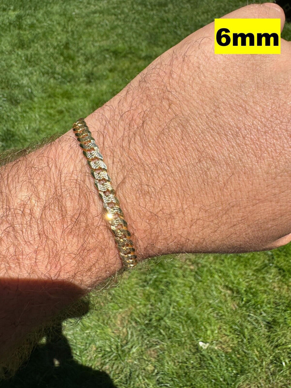 Flat Curb Cuban Bracelet - Diamond Cut 14k Gold Vermeil 925 Sterling Silver - 6"-9" - 4mm-8mm