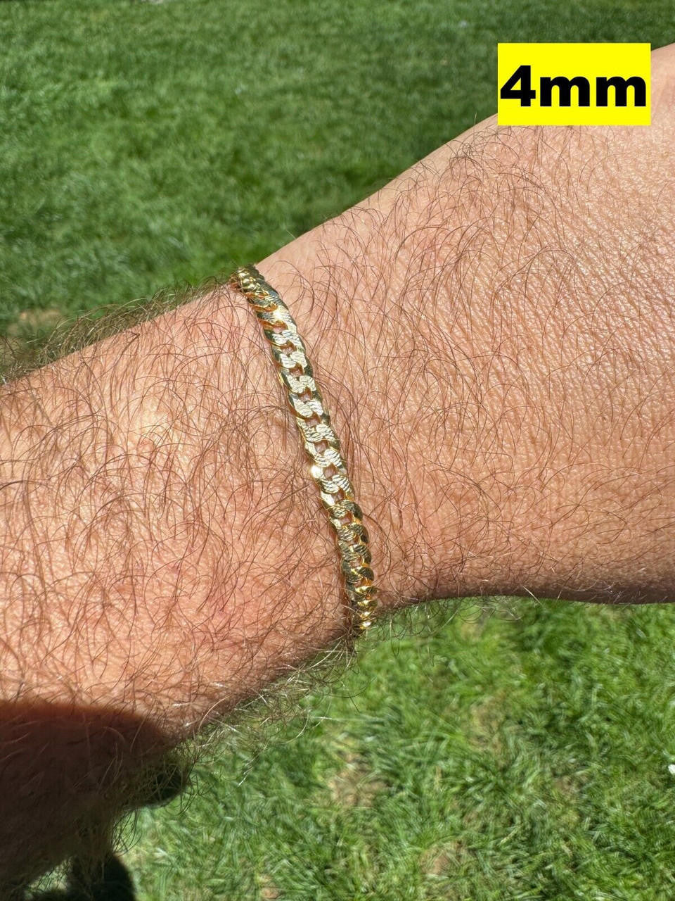 Flat Curb Cuban Bracelet - Diamond Cut 14k Gold Vermeil 925 Sterling Silver - 6"-9" - 4mm-8mm