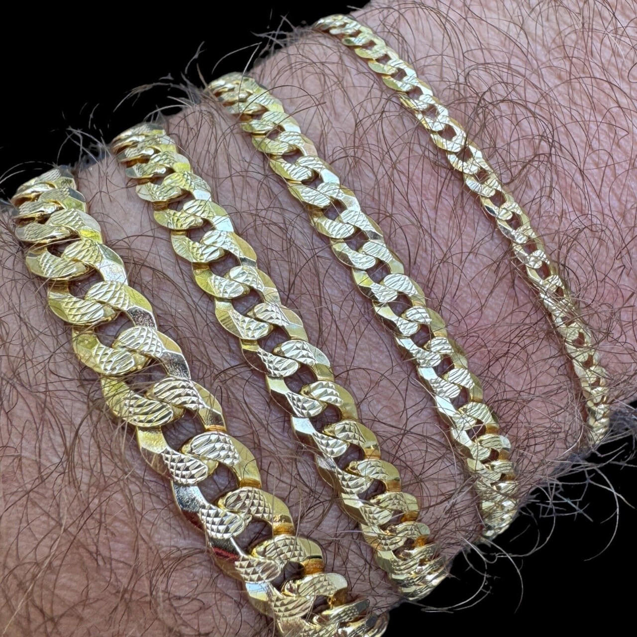 Flat Curb Cuban Bracelet - Diamond Cut 14k Gold Vermeil 925 Sterling Silver - 6"-9" - 4mm-8mm