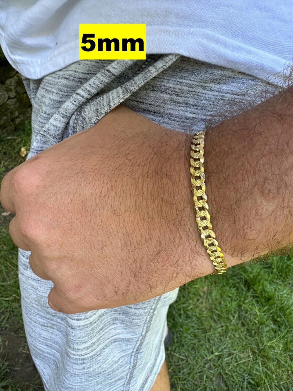 Flat Curb Cuban Bracelet - Diamond Cut 14k Gold Vermeil 925 Sterling Silver - 6"-9" - 4mm-8mm