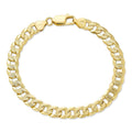 Flat Curb Cuban Bracelet - Diamond Cut 14k Gold Vermeil 925 Sterling Silver - 6"-9" - 4mm-8mm