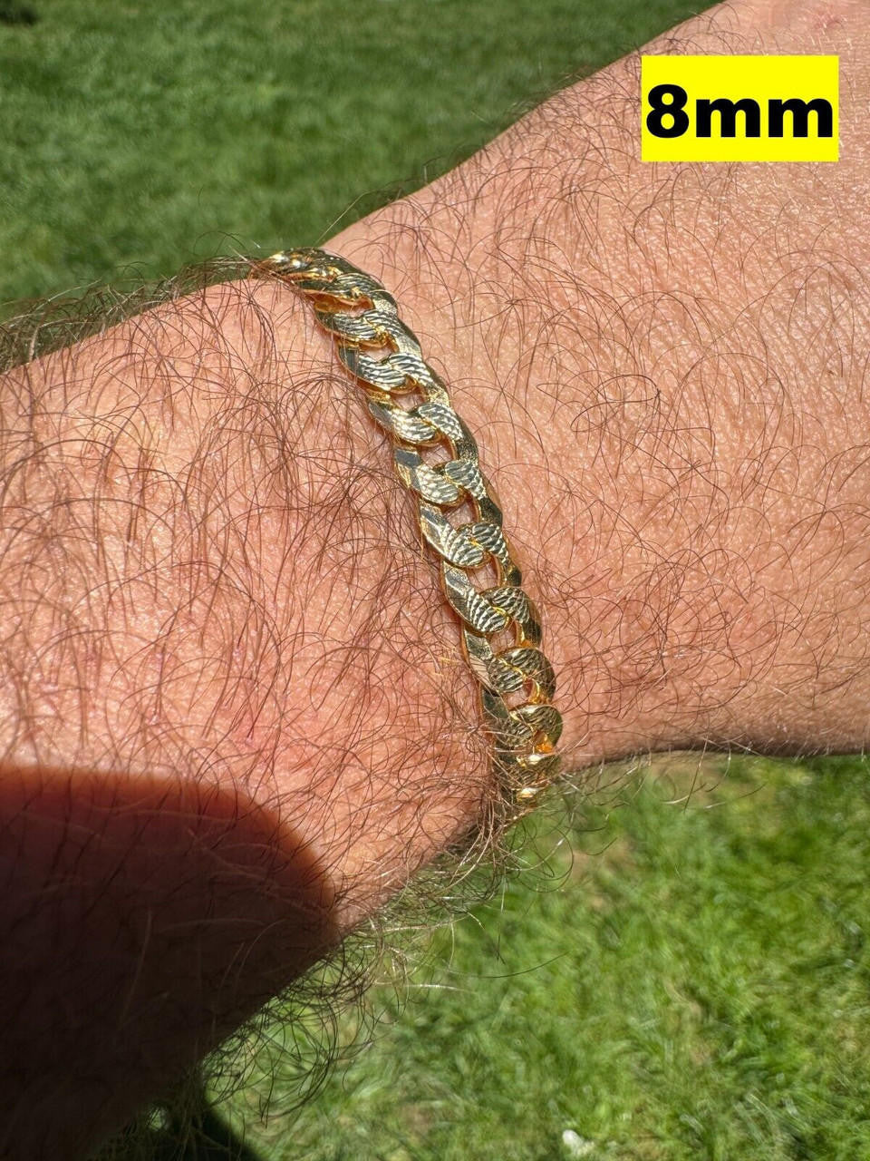 Flat Curb Cuban Bracelet - Diamond Cut 14k Gold Vermeil 925 Sterling Silver - 6"-9" - 4mm-8mm