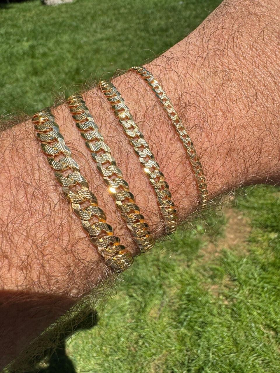 Flat Curb Cuban Bracelet - Diamond Cut 14k Gold Vermeil 925 Sterling Silver - 6"-9" - 4mm-8mm