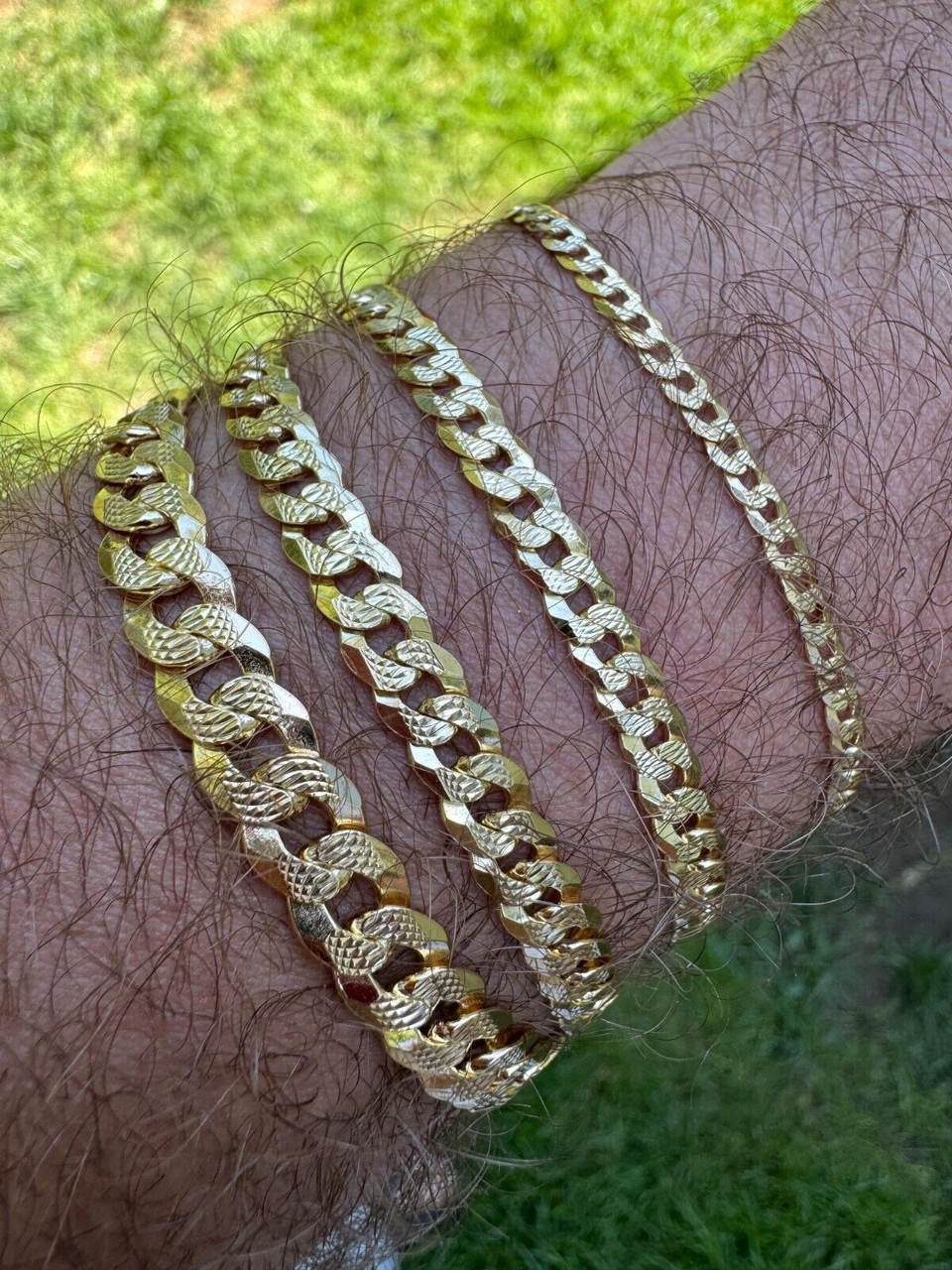 Flat Curb Cuban Bracelet - Diamond Cut 14k Gold Vermeil 925 Sterling Silver - 6"-9" - 4mm-8mm