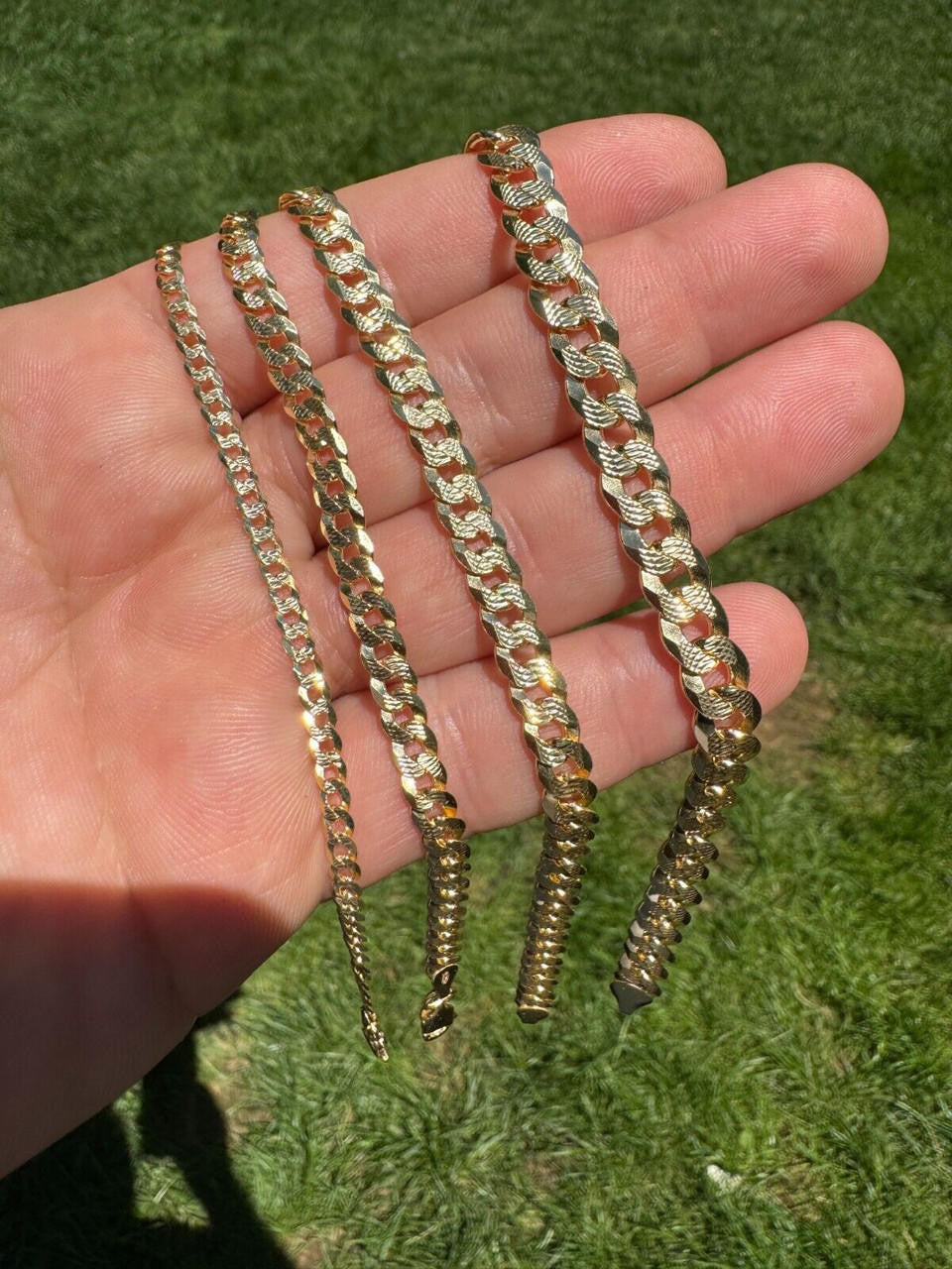 Flat Curb Cuban Bracelet - Diamond Cut 14k Gold Vermeil 925 Sterling Silver - 6"-9" - 4mm-8mm