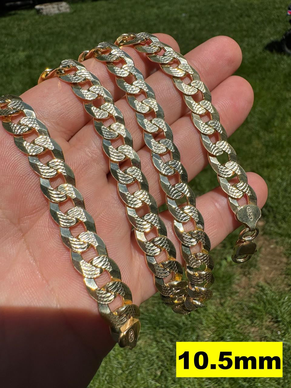 Flat Curb Cuban Chain Necklace - Diamond Cut 14k Gold Vermeil 925 Sterling Silver - 16"-30" - 3mm-10.5mm