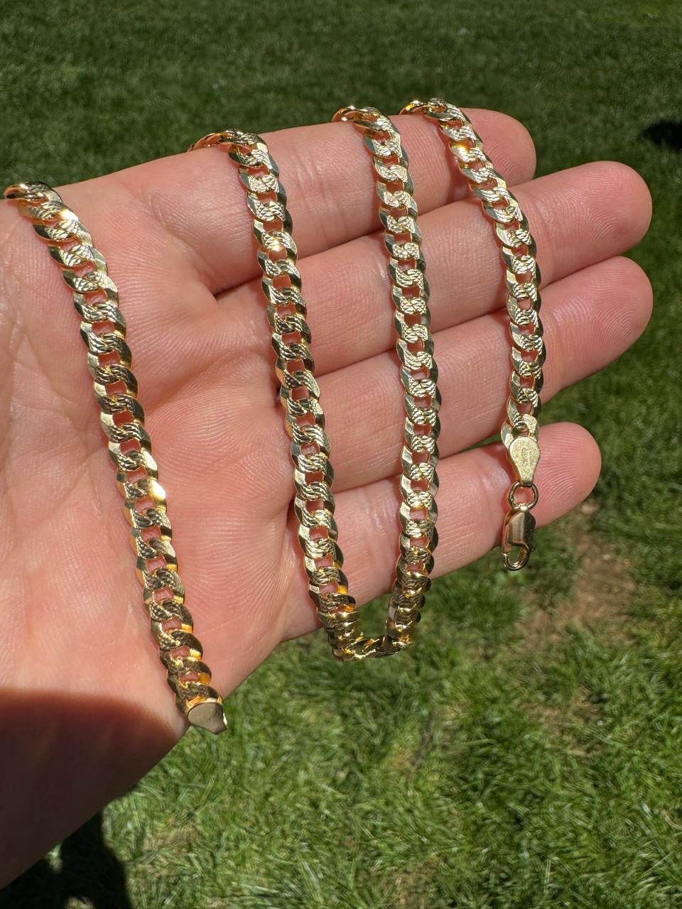 Flat Curb Cuban Chain Necklace - Diamond Cut 14k Gold Vermeil 925 Sterling Silver - 16"-30" - 3mm-10.5mm