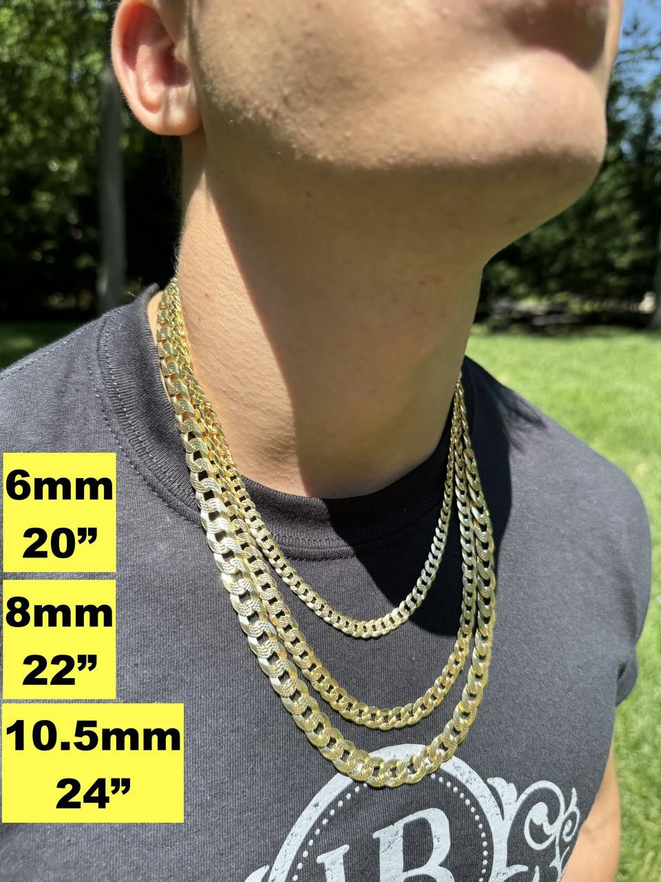 Flat Curb Cuban Chain Necklace - Diamond Cut 14k Gold Vermeil 925 Sterling Silver - 16"-30" - 3mm-10.5mm