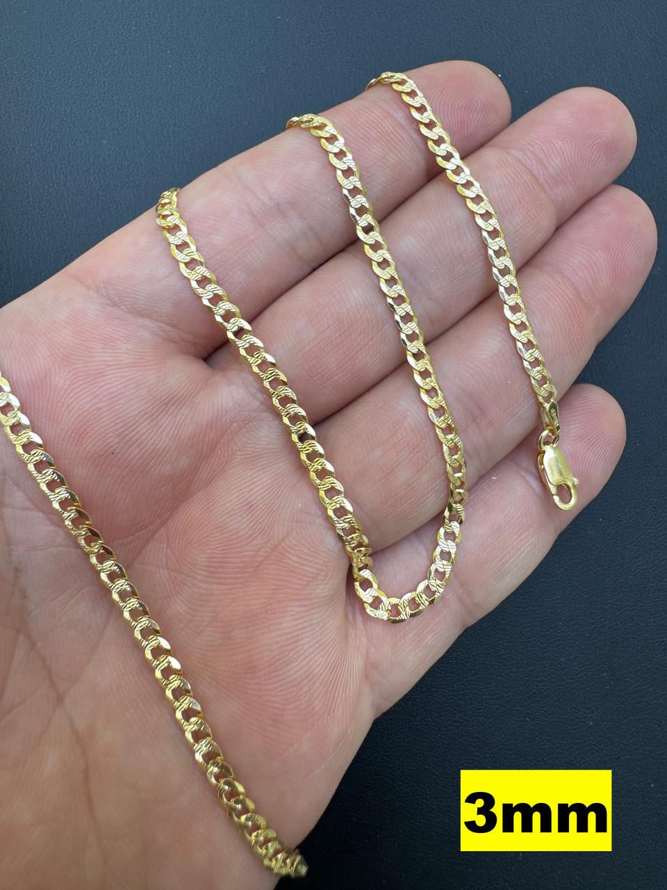 Flat Curb Cuban Chain Necklace - Diamond Cut 14k Gold Vermeil 925 Sterling Silver - 16"-30" - 3mm-10.5mm