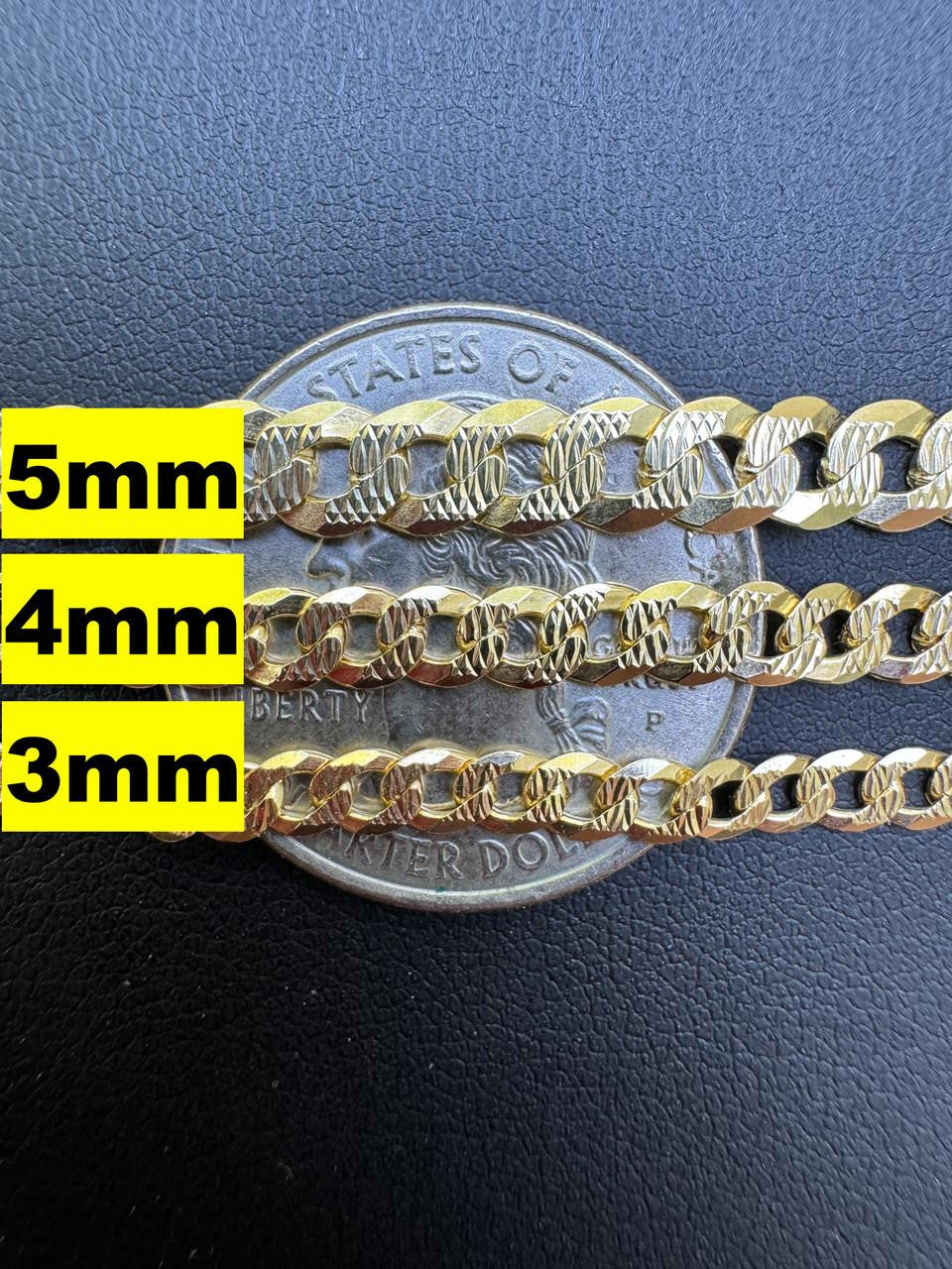 Flat Curb Cuban Chain Necklace - Diamond Cut 14k Gold Vermeil 925 Sterling Silver - 16"-30" - 3mm-10.5mm