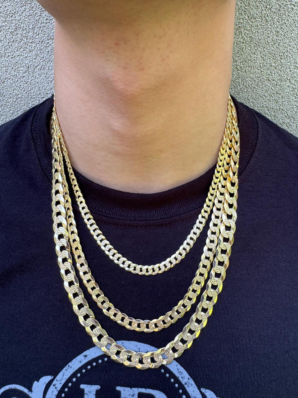 Flat Curb Cuban Chain Necklace - Diamond Cut 14k Gold Vermeil 925 Sterling Silver - 16"-30" - 3mm-10.5mm