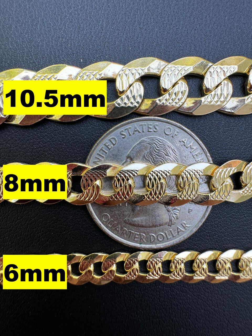 Flat Curb Cuban Chain Necklace - Diamond Cut 14k Gold Vermeil 925 Sterling Silver - 16"-30" - 3mm-10.5mm