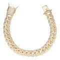 Flat Miami Cuban Link Bracelet Iced Out CZ Stones -14k Gold Vermeil & 925 Silver - 12mm - 7"-9"