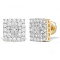 Four Corners Square Iced Out Earrings - 14k Gold Vermeil 925 Silver - CZ Stones - 10mm