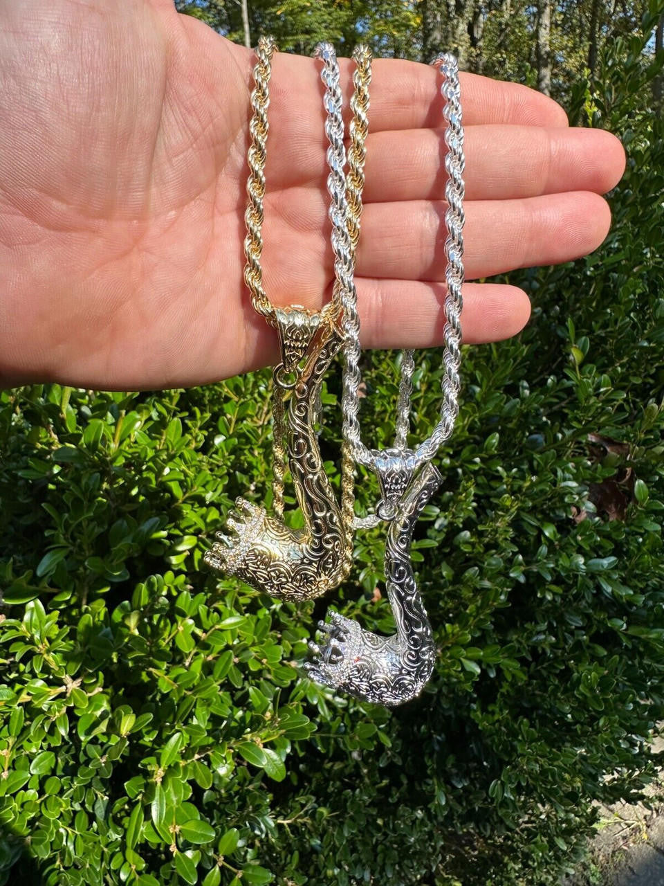 MOISSANITE Fully Functional Tobacco Or 420 Pipe Pendant - 14k Yellow Gold Vermeil Or 925 Silver - Large 3.5"