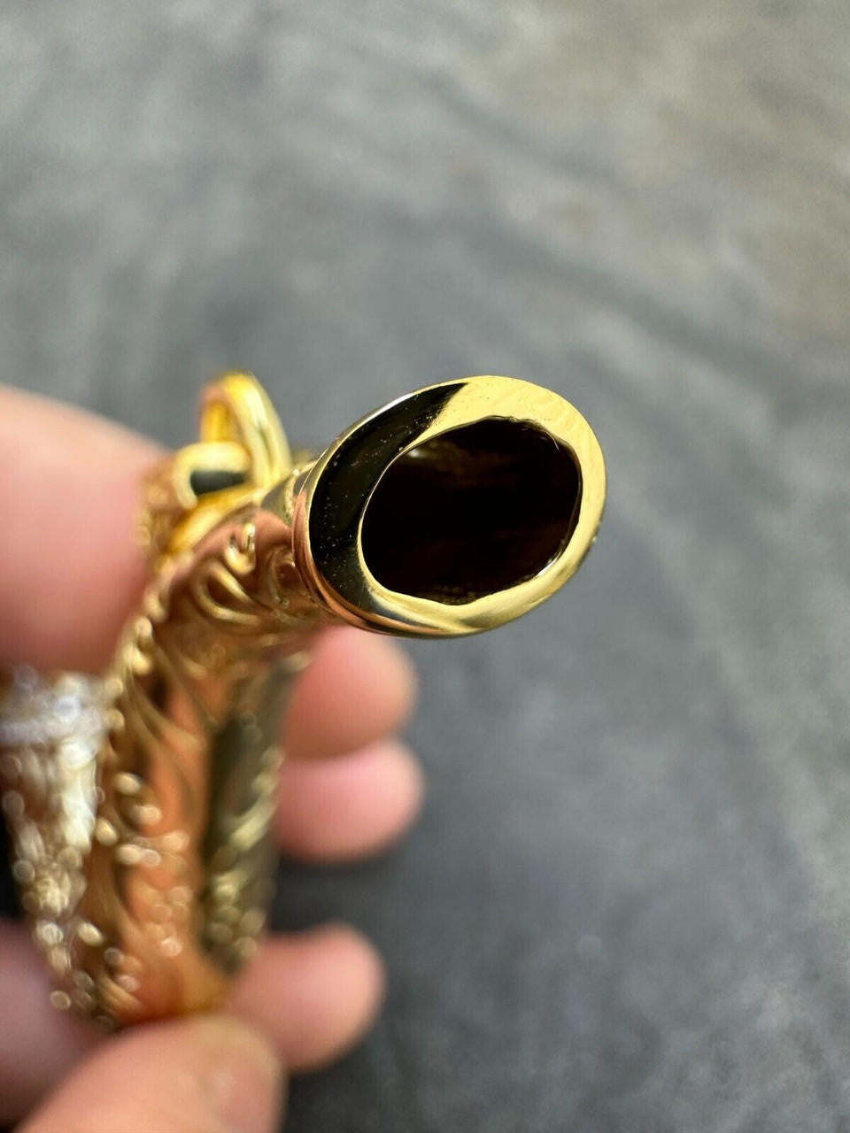 MOISSANITE Fully Functional Tobacco Or 420 Pipe Pendant - 14k Yellow Gold Vermeil Or 925 Silver - Large 3.5"