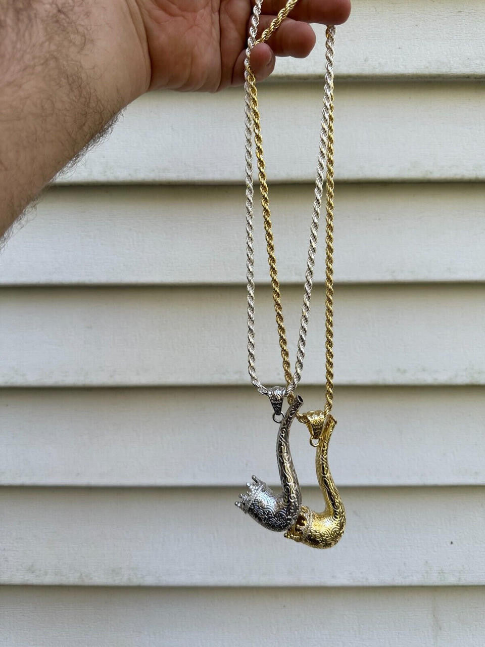 MOISSANITE Fully Functional Tobacco Or 420 Pipe Pendant - 14k Yellow Gold Vermeil Or 925 Silver - Large 3.5"