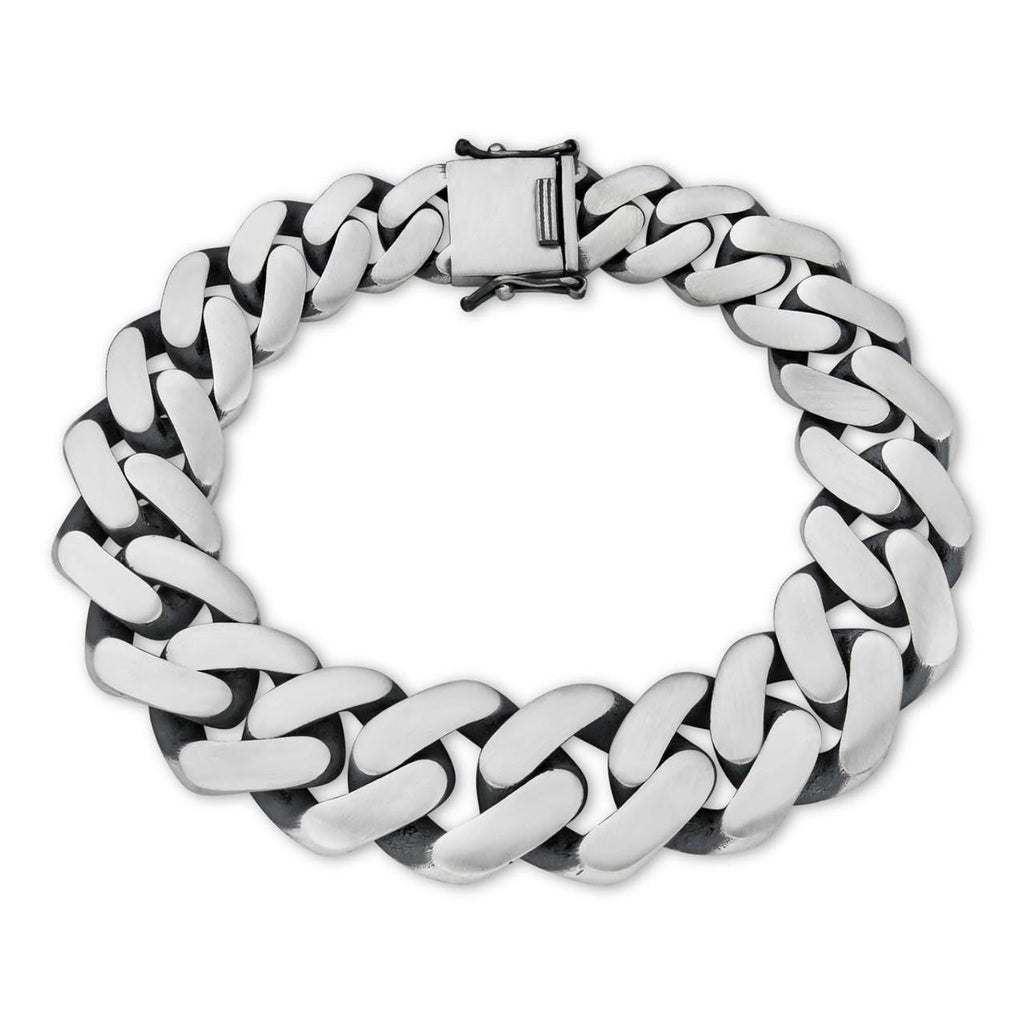 Graduated Miami Cuban Bracelet - 925 Sterling Silver Oxidized Gunmetal - 7"-9" - 12-20mm