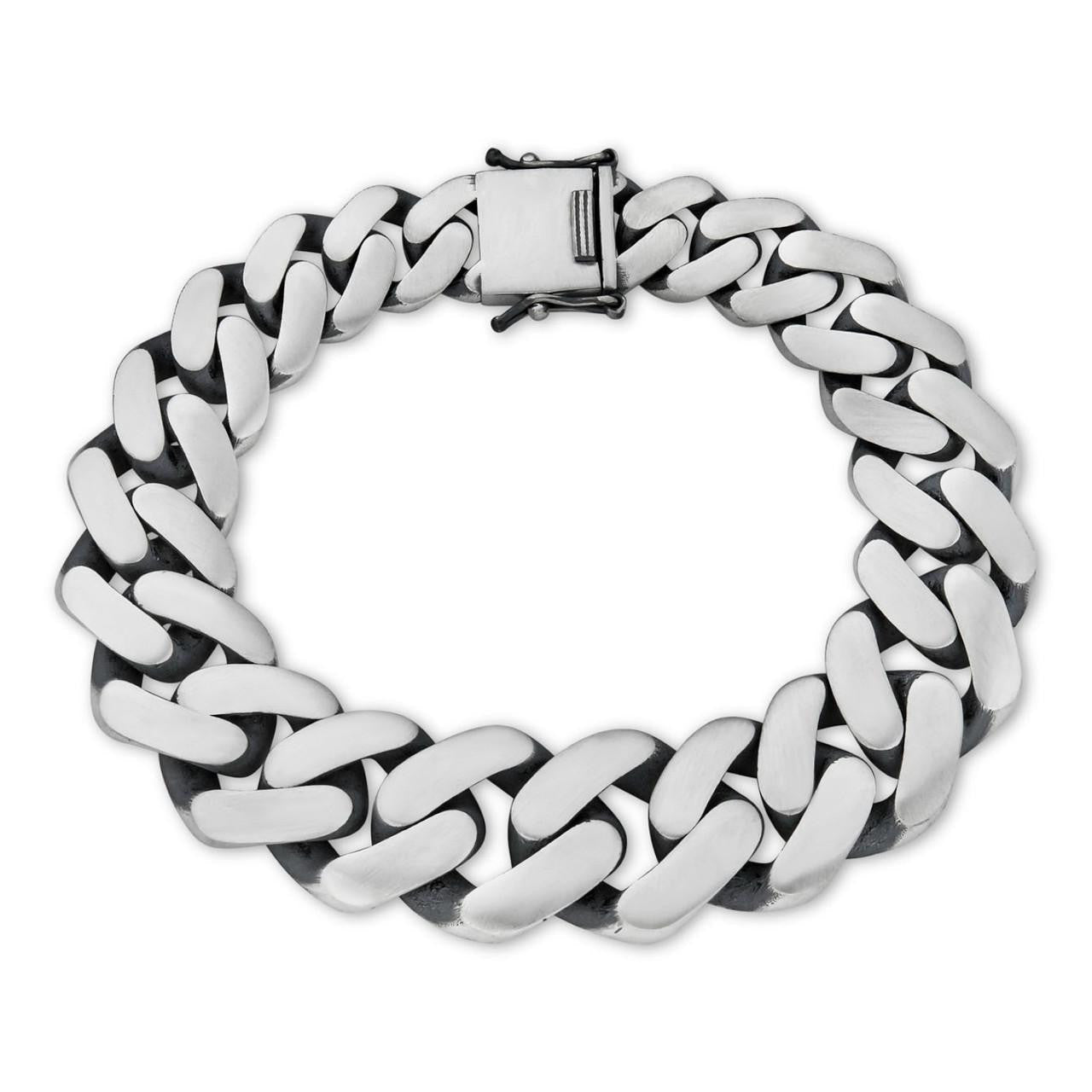 Graduated Miami Cuban Bracelet - 925 Sterling Silver Oxidized Gunmetal - 7"-9" - 12-20mm