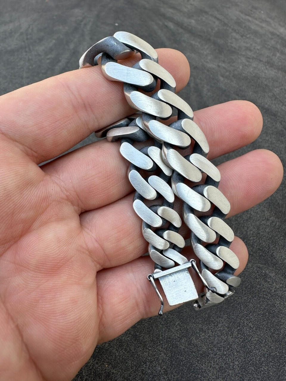 Graduated Miami Cuban Bracelet - 925 Sterling Silver Oxidized Gunmetal - 7"-9" - 12-20mm