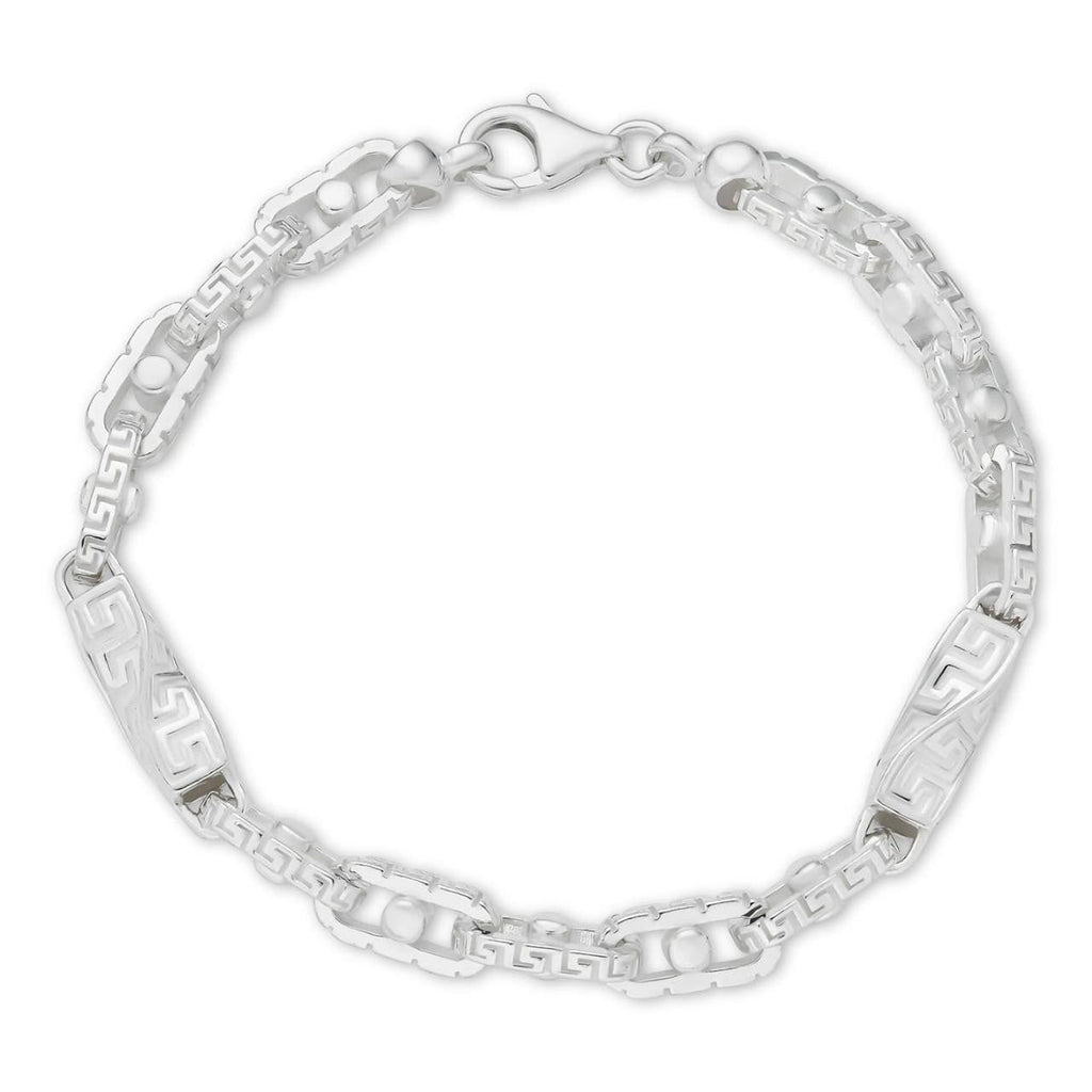 Greek Key Chain Bracelet - 925 Sterling Silver - 7"-9" - 7mm