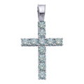 Green Blue MOISSANITE Tennis Cross - 925 Silver - 5 Sizes 0.75"-2.25"