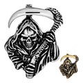 Grim Reaper Death Santa Muerte Pendant - 14k Gold Vermeil Or Oxidized 925 Silver - Medium 2"